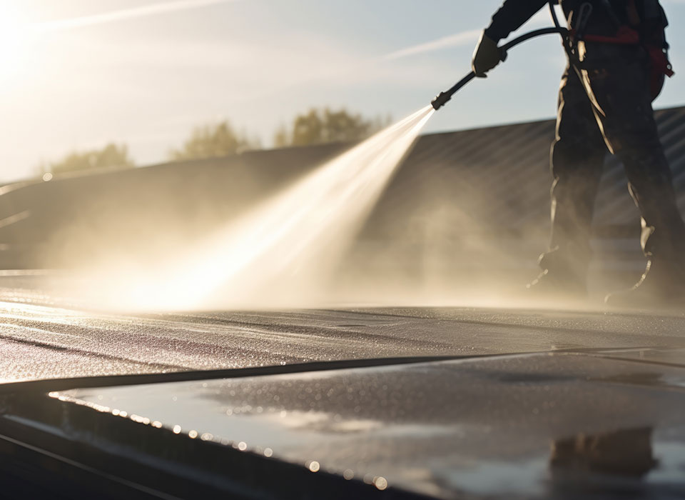 image of pressure washing on a surface.