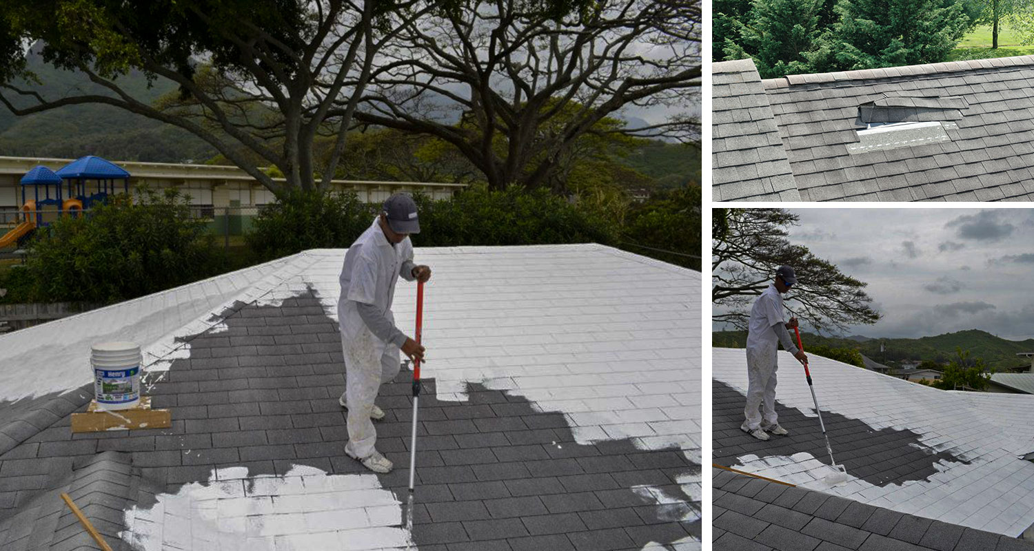 images of work being done on different roofs.